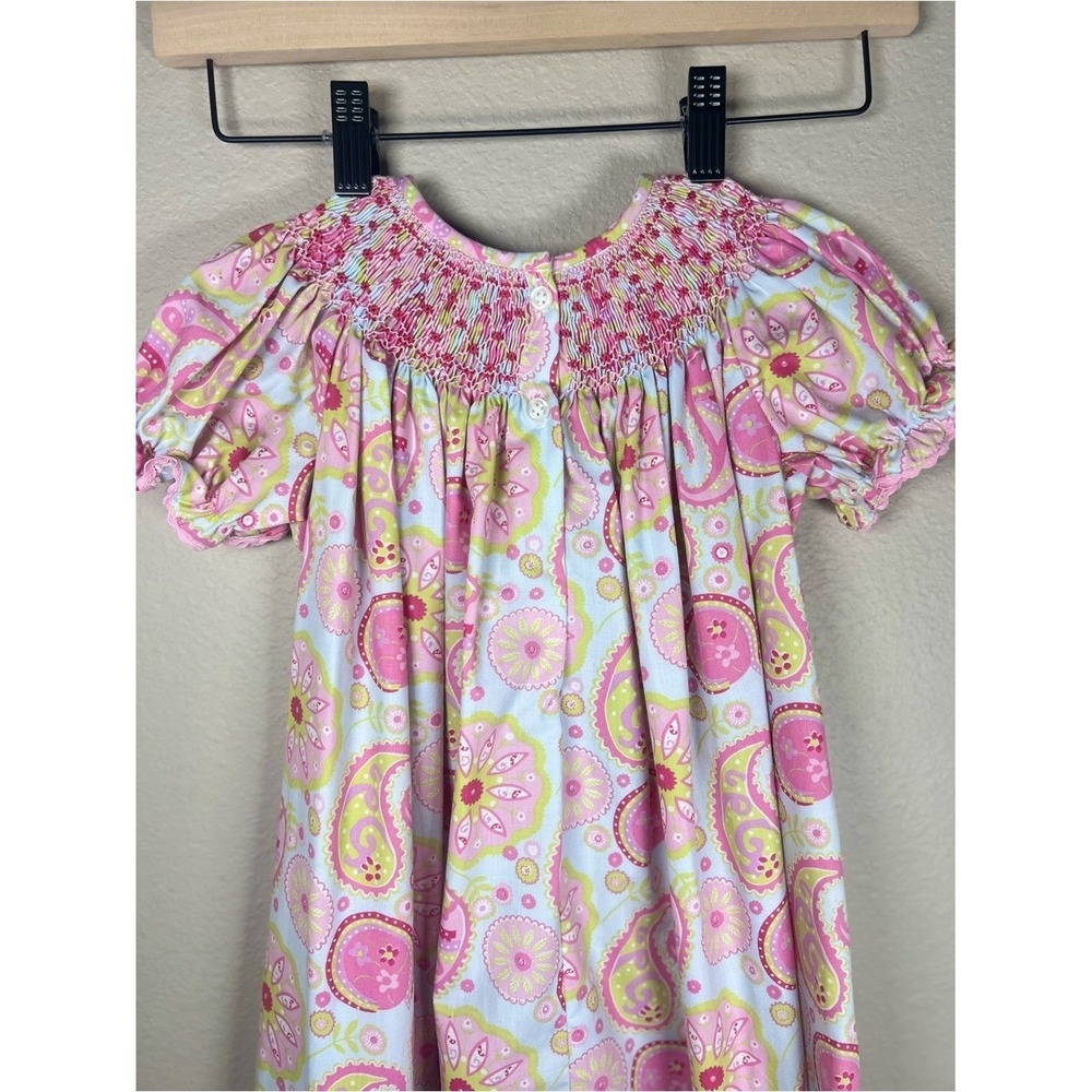 Bundle Smocked Bishop Dresses 3T 4T Pink Gingham Hula Paisley Sweet South - Picture 11 of 13